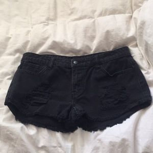Black Distressed Shorts